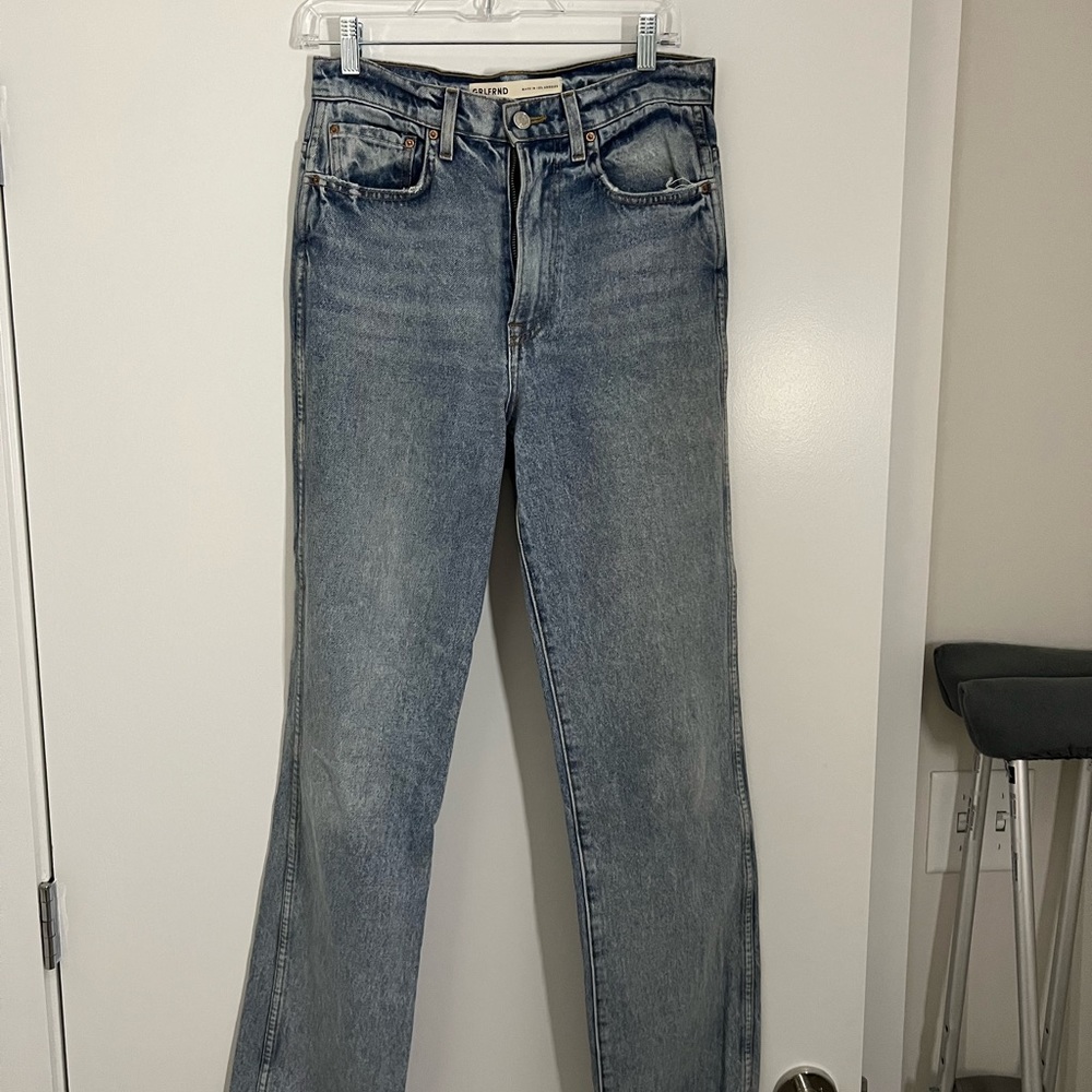 GRLFRND sarah super high rise slim straight jeans